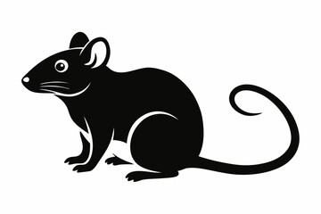 mouse silhouette line art vector illustration with a white background