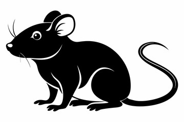 mouse silhouette line art vector illustration with a white background