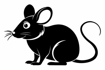 mouse silhouette line art vector illustration with a white background
