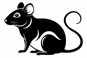 mouse silhouette line art vector illustration with a white background