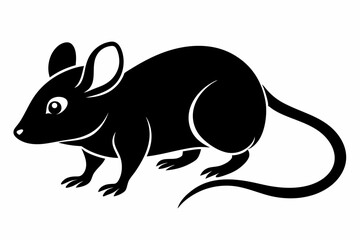 mouse silhouette line art vector illustration with a white background