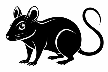 mouse silhouette line art vector illustration with a white background