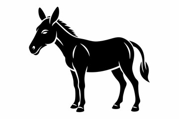 mule silhouette line art vector illustration with a white background