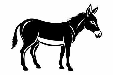 mule silhouette line art vector illustration with a white background