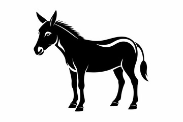 mule silhouette line art vector illustration with a white background