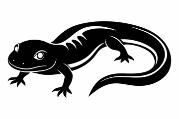 newt silhouette line art vector illustration with a white background