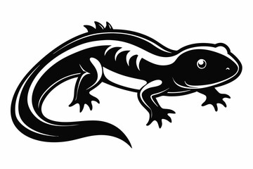 newt silhouette line art vector illustration with a white background