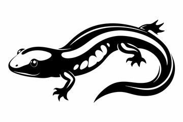 newt silhouette line art vector illustration with a white background