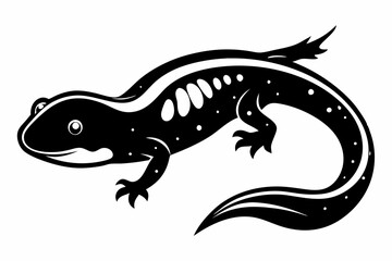 Naklejka premium newt silhouette line art vector illustration with a white background
