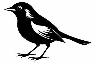 nightingale silhouette line art vector illustration with a white background