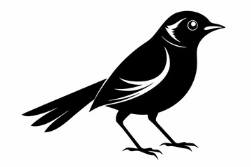 nightingale silhouette line art vector illustration with a white background