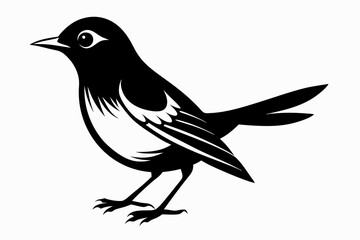 nightingale silhouette line art vector illustration with a white background