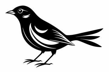 nightingale silhouette line art vector illustration with a white background