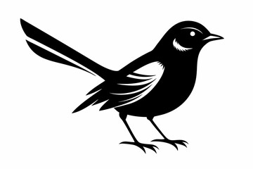 nightingale silhouette line art vector illustration with a white background