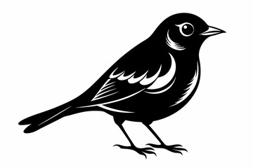 nightingale silhouette line art vector illustration with a white background