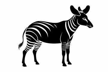 okapi silhouette line art vector illustration with a white background