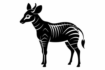 okapi silhouette line art vector illustration with a white background