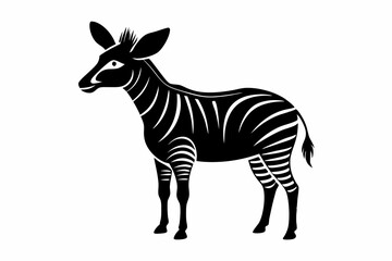 okapi silhouette line art vector illustration with a white background