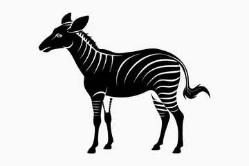 okapi silhouette line art vector illustration with a white background