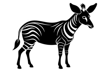 okapi silhouette line art vector illustration with a white background
