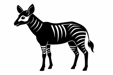 okapi silhouette line art vector illustration with a white background
