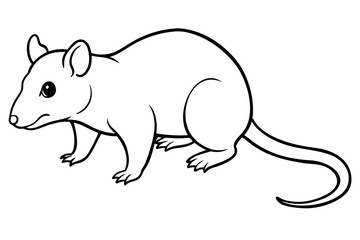 opossum silhouette line art vector illustration with a white background