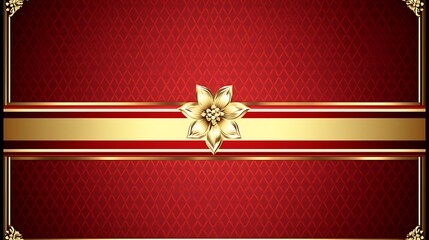 Elegant red and gold decorative background with a centered flower design.