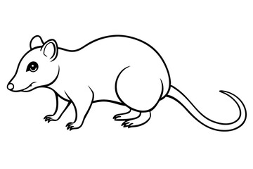 opossum silhouette line art vector illustration with a white background