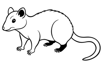 opossum silhouette line art vector illustration with a white background