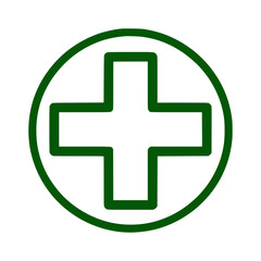 Fototapeta premium Green medical cross icon in a circular design on white background 
