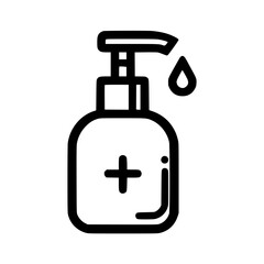 Hand Sanitizer Icon Outline with Pump and Drop  