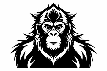 orangutan silhouette line art vector illustration with a white background