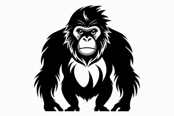 orangutan silhouette line art vector illustration with a white background