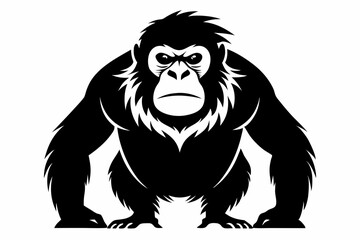 orangutan silhouette line art vector illustration with a white background