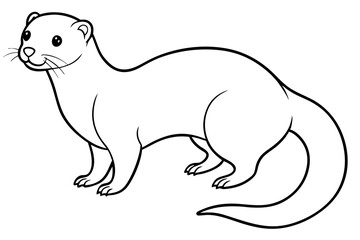 otter silhouette line art vector illustration with a white background