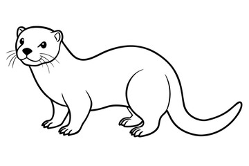 otter silhouette line art vector illustration with a white background