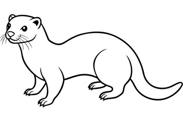 otter silhouette line art vector illustration with a white background