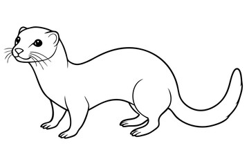 Fototapeta premium otter silhouette line art vector illustration with a white background