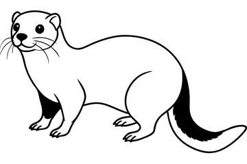 otter silhouette line art vector illustration with a white background