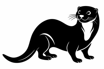 otter silhouette line art vector illustration with a white background