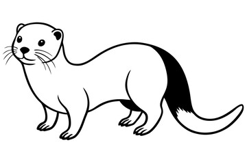 otter silhouette line art vector illustration with a white background
