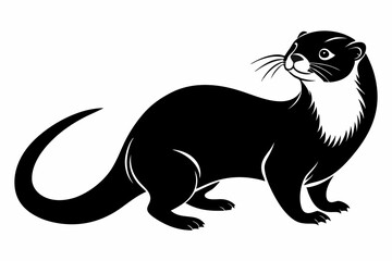 otter silhouette line art vector illustration with a white background