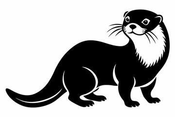 otter silhouette line art vector illustration with a white background