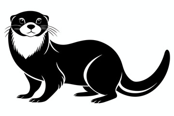 otter silhouette line art vector illustration with a white background