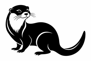 otter silhouette line art vector illustration with a white background