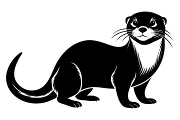 otter silhouette line art vector illustration with a white background