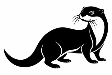 otter silhouette line art vector illustration with a white background