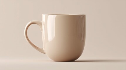 Obraz premium A simple, elegant beige mug sits isolated against a neutral background, showcasing its clean design.