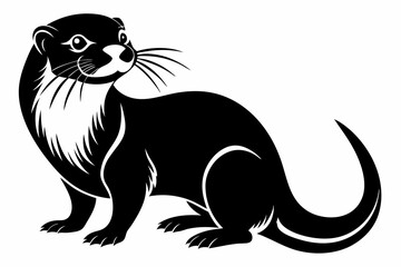 otter silhouette line art vector illustration with a white background