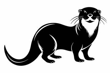 otter silhouette line art vector illustration with a white background